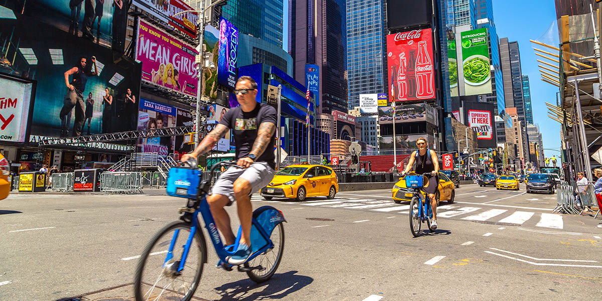 Fietsen in New York - Times Square